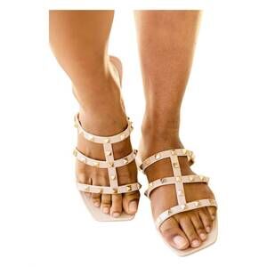 NEW 123 AMORE walk the talk studded sandals in cream